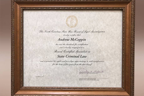 Andrew McCoppin, Criminal Defense Law Specialist